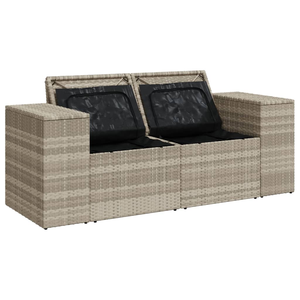 Tuinbank 2-zits met kussens poly rattan lichtgrijs is nu te koop bij PeponiXL, paradijselijk wonen!