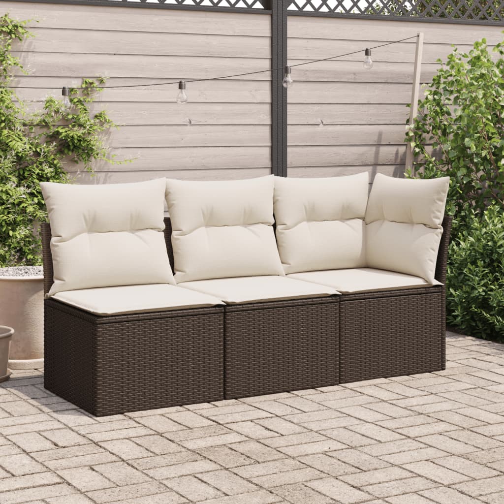 Tuinbank zonder armleuning met kussens poly rattan bruin is nu te koop bij PeponiXL, paradijselijk wonen!