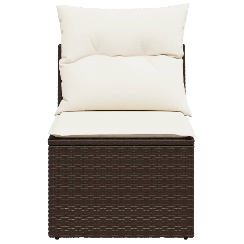 Tuinbank zonder armleuning met kussens poly rattan bruin is nu te koop bij PeponiXL, paradijselijk wonen!