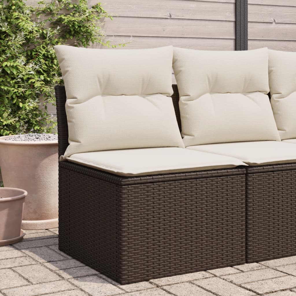 Tuinbank zonder armleuning met kussens poly rattan bruin is nu te koop bij PeponiXL, paradijselijk wonen!