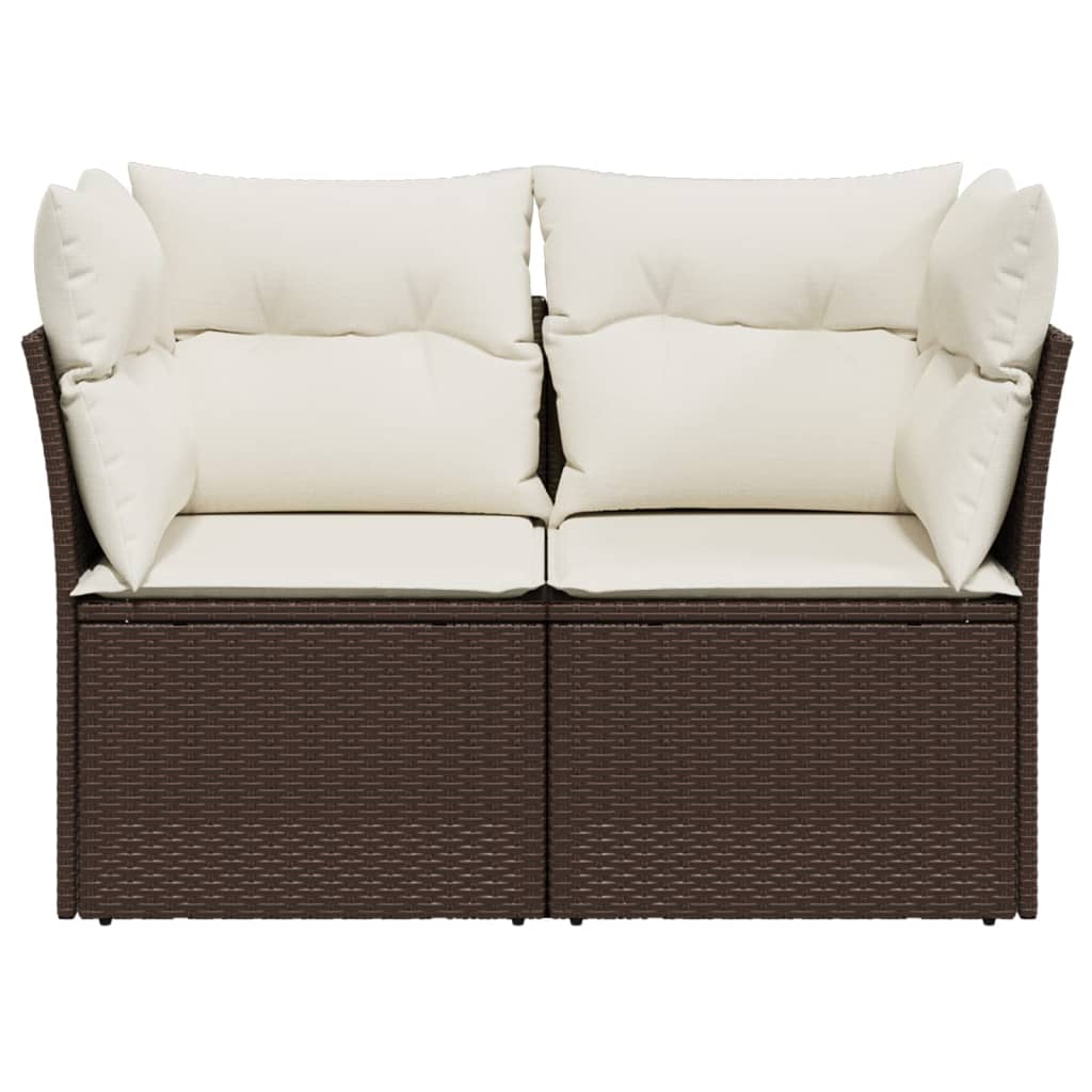 Tuinbank 2-zits met kussens poly rattan bruin is nu te koop bij PeponiXL, paradijselijk wonen!