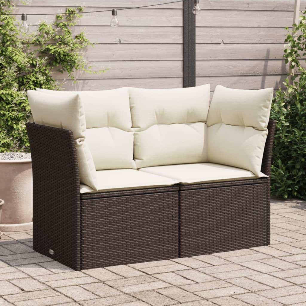 Tuinbank 2-zits met kussens poly rattan bruin is nu te koop bij PeponiXL, paradijselijk wonen!