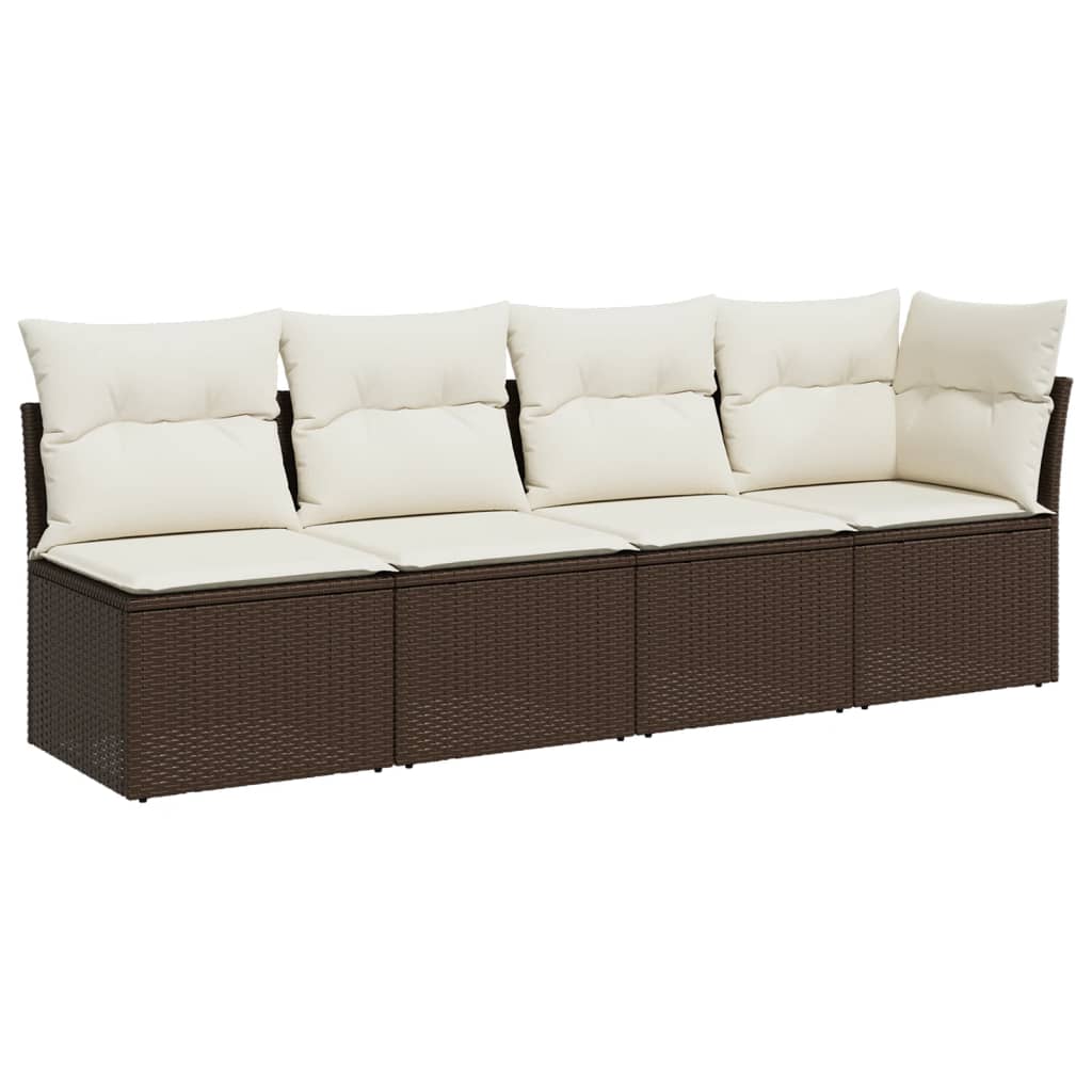 Tuinbank 4-zits met kussens poly rattan bruin is nu te koop bij PeponiXL, paradijselijk wonen!