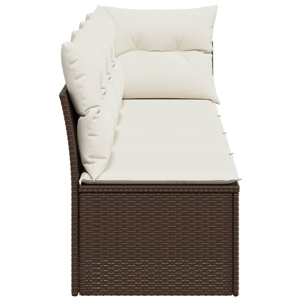 Tuinbank 4-zits met kussens poly rattan bruin is nu te koop bij PeponiXL, paradijselijk wonen!