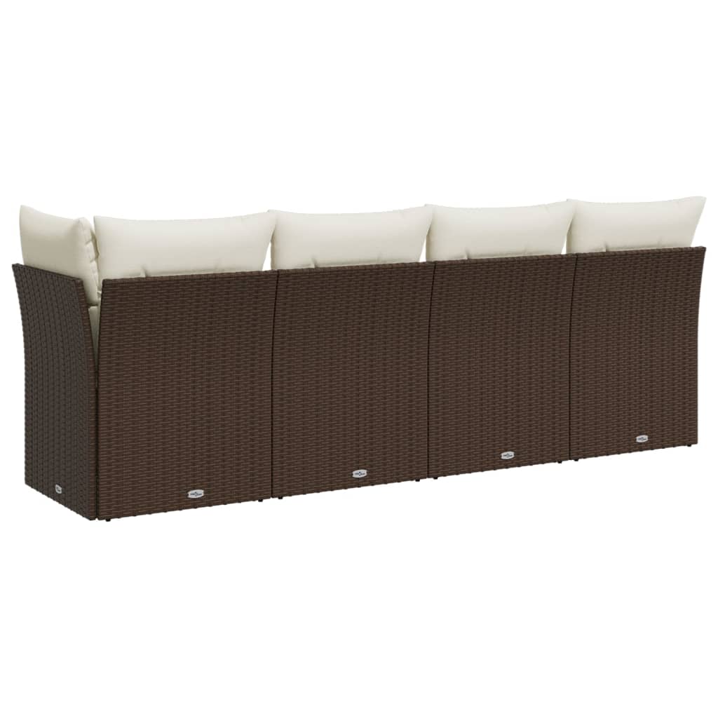 Tuinbank 4-zits met kussens poly rattan bruin is nu te koop bij PeponiXL, paradijselijk wonen!