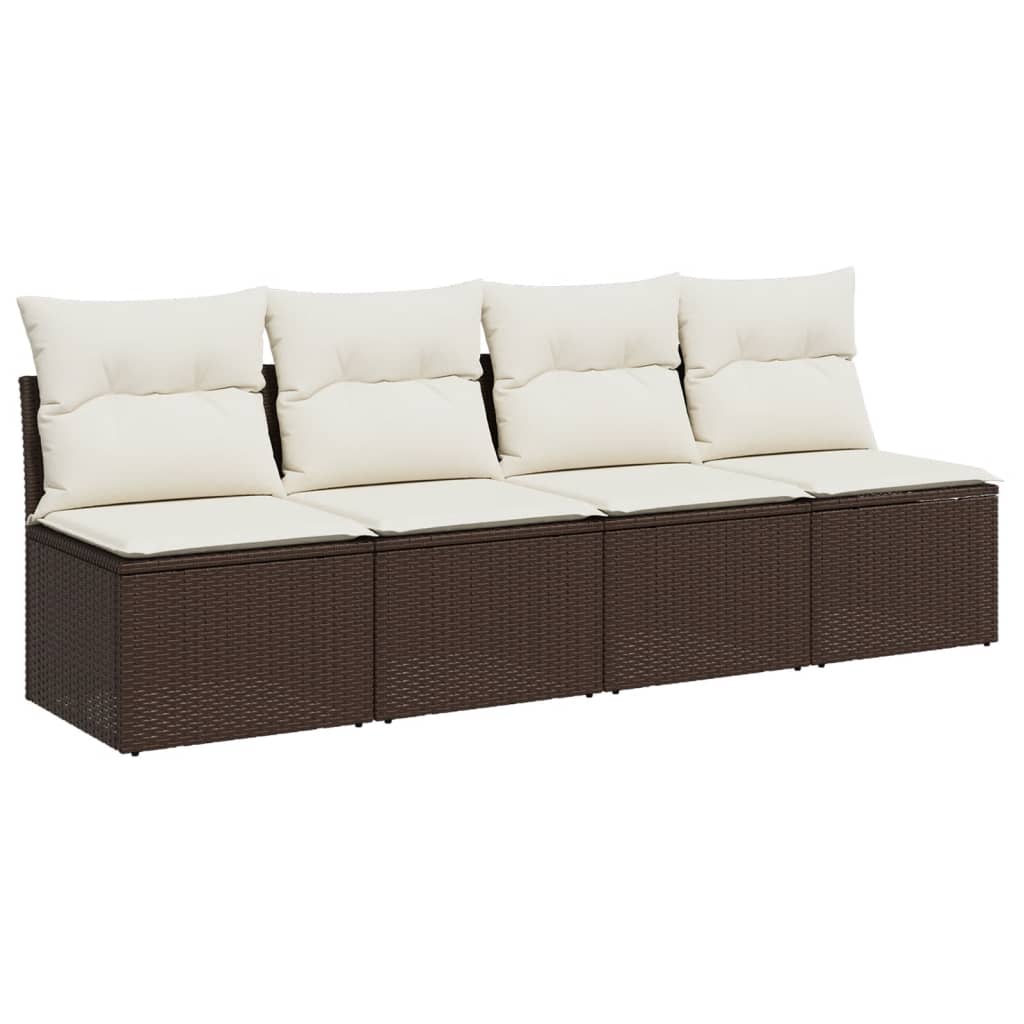 Tuinbank 4-zits met kussens poly rattan bruin is nu te koop bij PeponiXL, paradijselijk wonen!