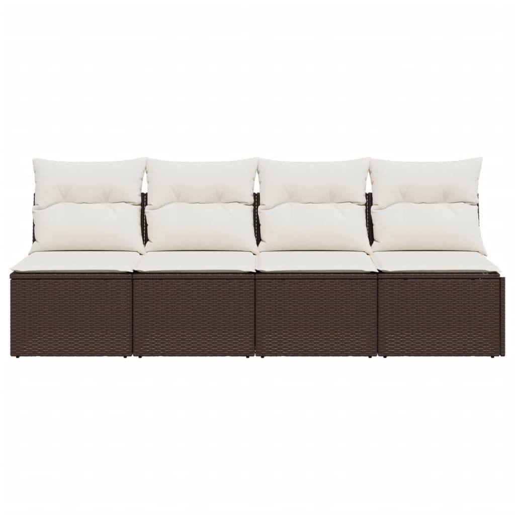 Tuinbank 4-zits met kussens poly rattan bruin is nu te koop bij PeponiXL, paradijselijk wonen!