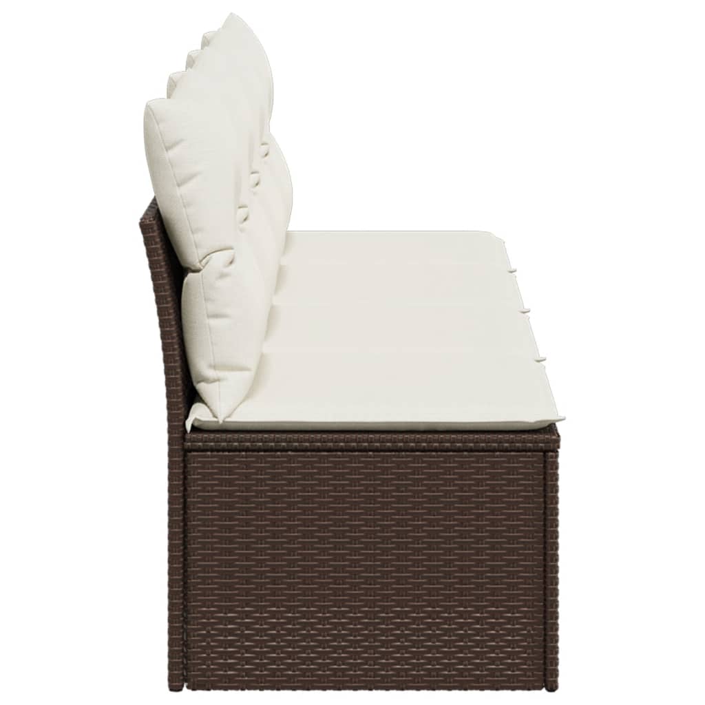 Tuinbank 4-zits met kussens poly rattan bruin is nu te koop bij PeponiXL, paradijselijk wonen!