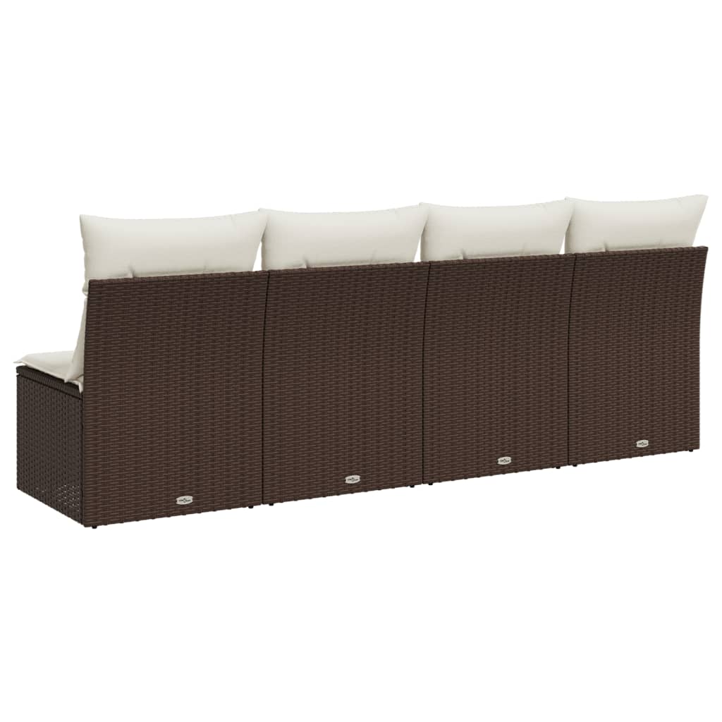 Tuinbank 4-zits met kussens poly rattan bruin is nu te koop bij PeponiXL, paradijselijk wonen!