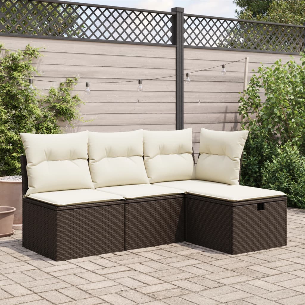 Tuinkruk met kussen 55x55x37 cm poly rattan bruin is nu te koop bij PeponiXL, paradijselijk wonen!