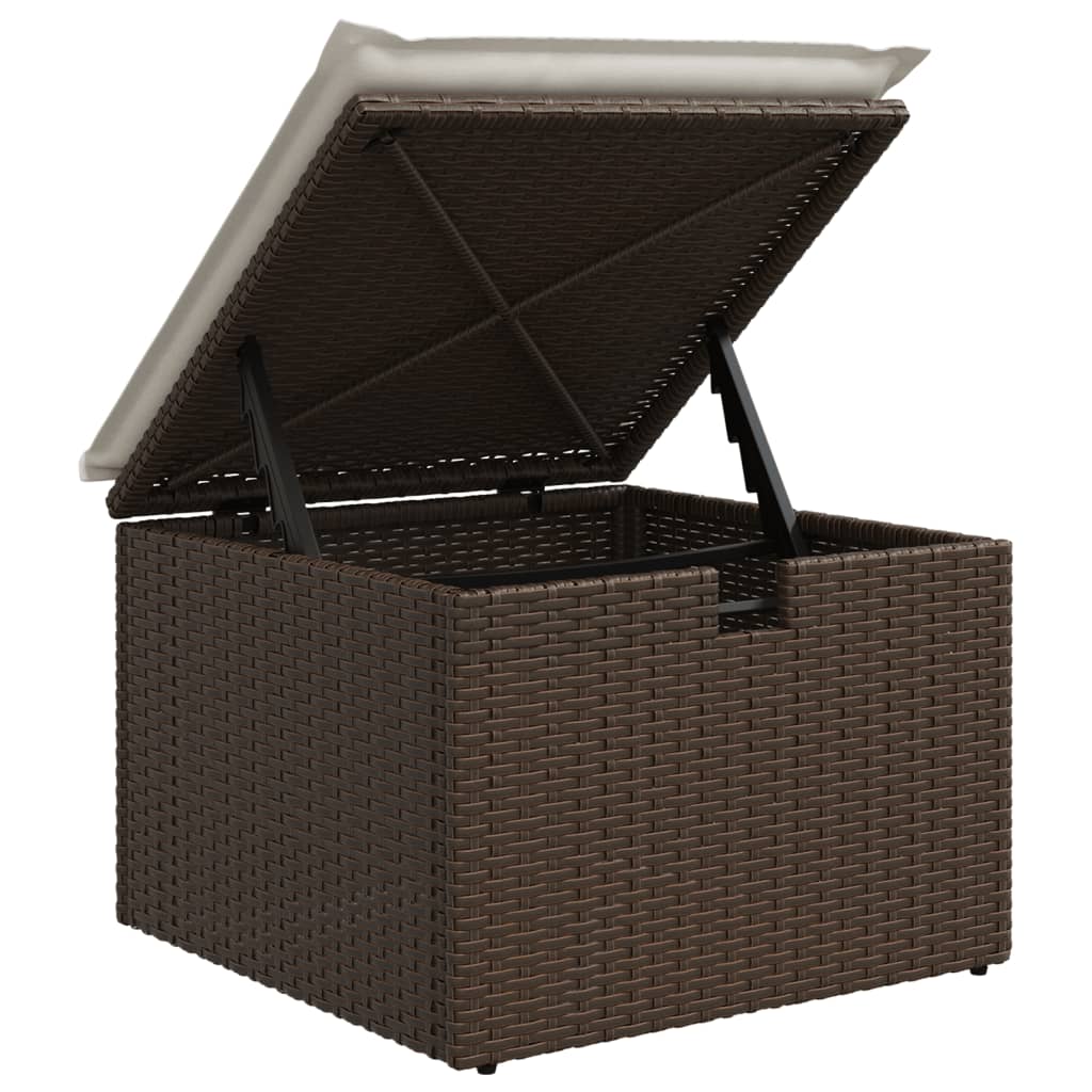 Tuinkruk met kussen 55x55x37 cm poly rattan bruin is nu te koop bij PeponiXL, paradijselijk wonen!