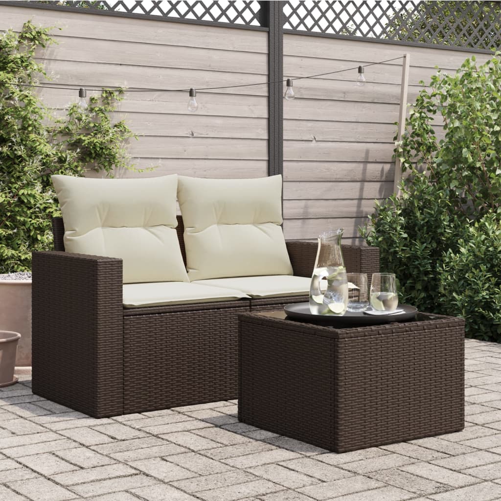 Tuintafel met glazen blad 55x55x37 cm poly rattan bruin is nu te koop bij PeponiXL, paradijselijk wonen!