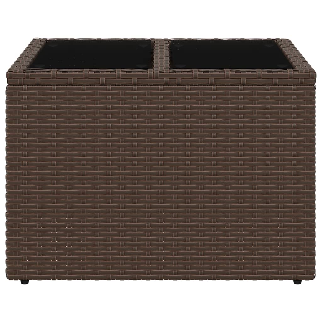 Tuintafel met glazen blad 55x55x37 cm poly rattan bruin is nu te koop bij PeponiXL, paradijselijk wonen!