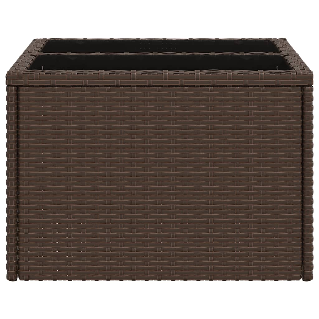Tuintafel met glazen blad 55x55x37 cm poly rattan bruin is nu te koop bij PeponiXL, paradijselijk wonen!