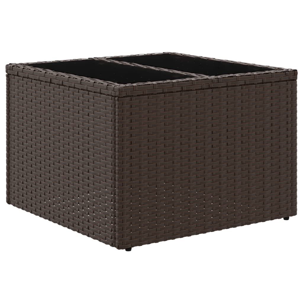 Tuintafel met glazen blad 55x55x37 cm poly rattan bruin is nu te koop bij PeponiXL, paradijselijk wonen!