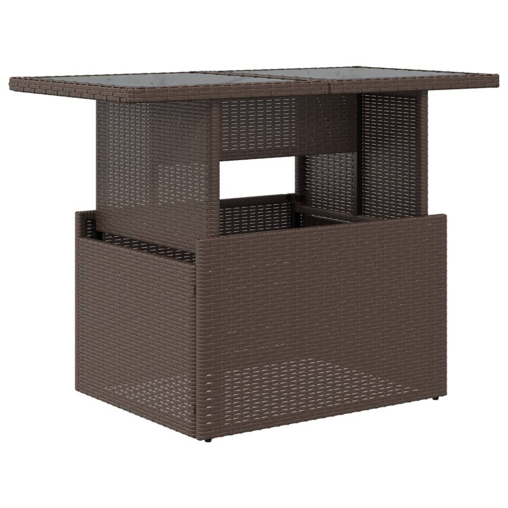 Tuintafel met glazen blad 100x55x73 cm poly rattan bruin is nu te koop bij PeponiXL, paradijselijk wonen!