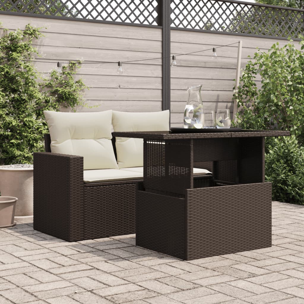 Tuintafel met glazen blad 100x55x73 cm poly rattan bruin is nu te koop bij PeponiXL, paradijselijk wonen!