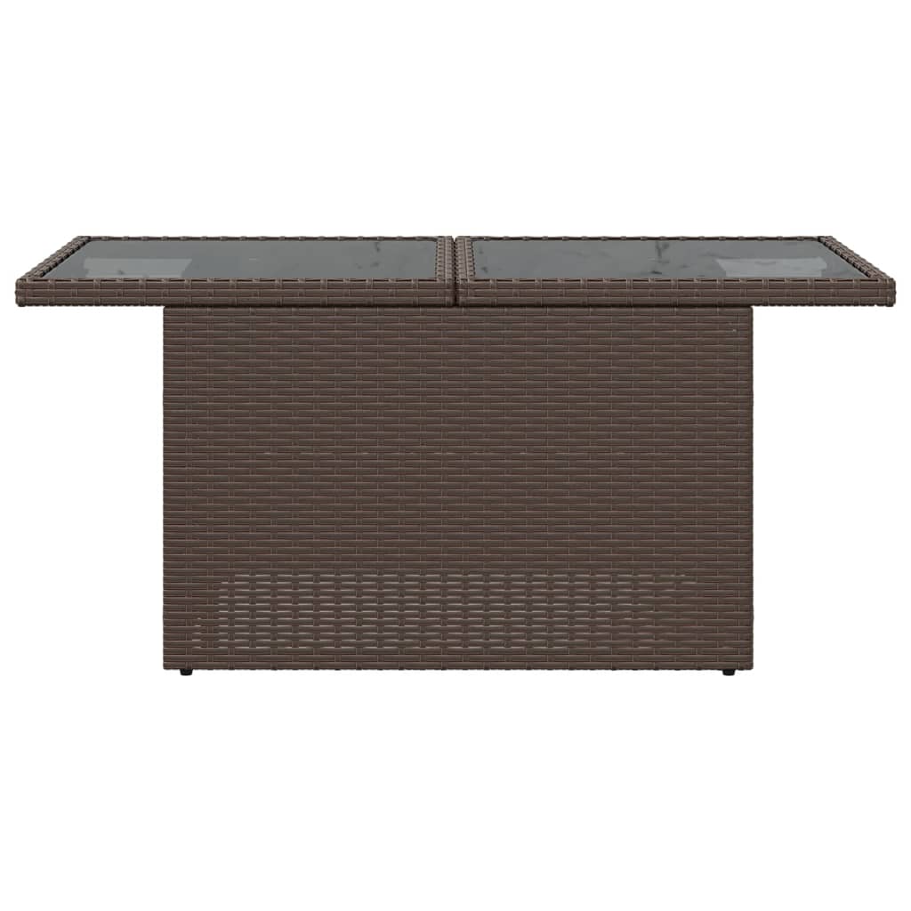Tuintafel met glazen blad 100x55x73 cm poly rattan bruin is nu te koop bij PeponiXL, paradijselijk wonen!