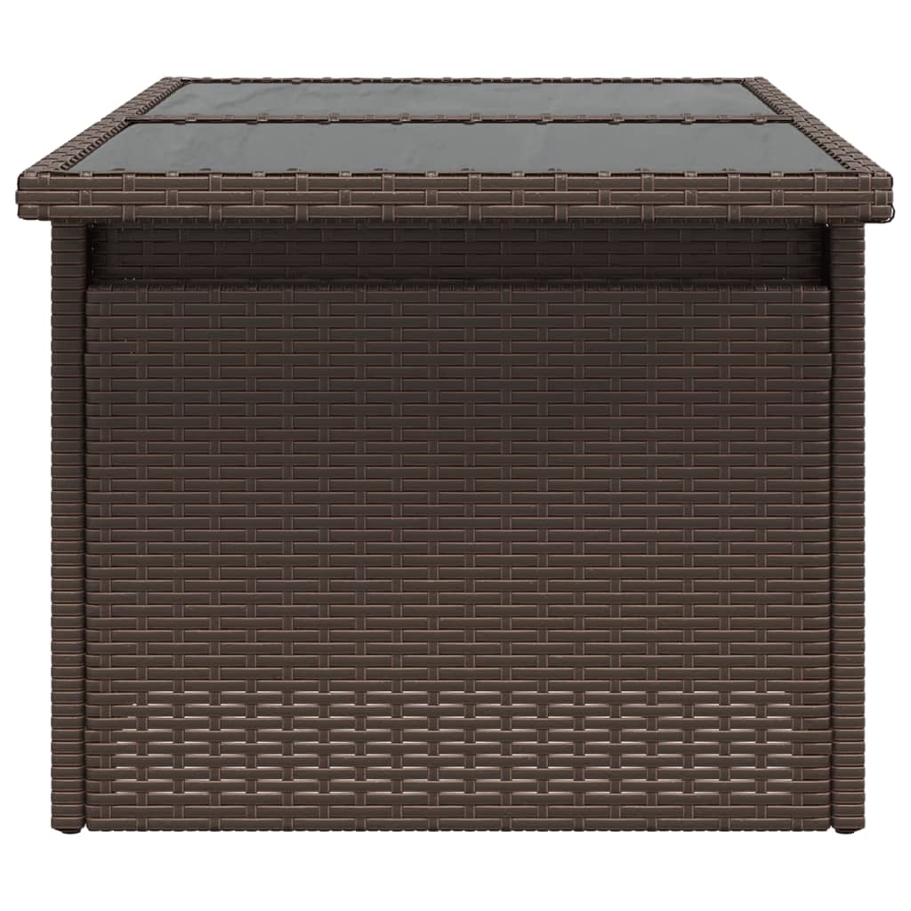Tuintafel met glazen blad 100x55x73 cm poly rattan bruin is nu te koop bij PeponiXL, paradijselijk wonen!