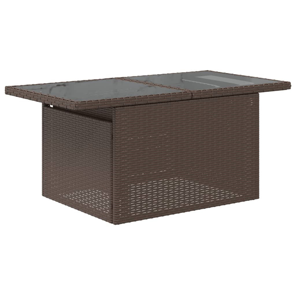 Tuintafel met glazen blad 100x55x73 cm poly rattan bruin is nu te koop bij PeponiXL, paradijselijk wonen!