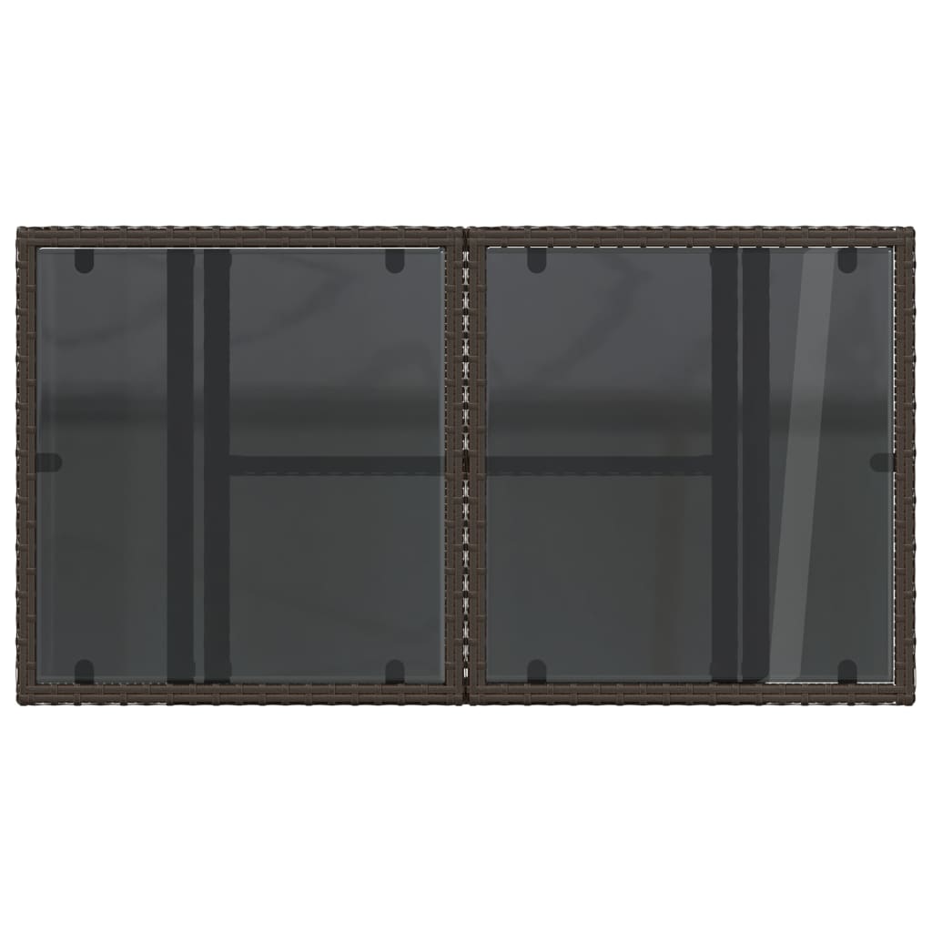 Tuintafel met glazen blad 100x55x73 cm poly rattan bruin is nu te koop bij PeponiXL, paradijselijk wonen!