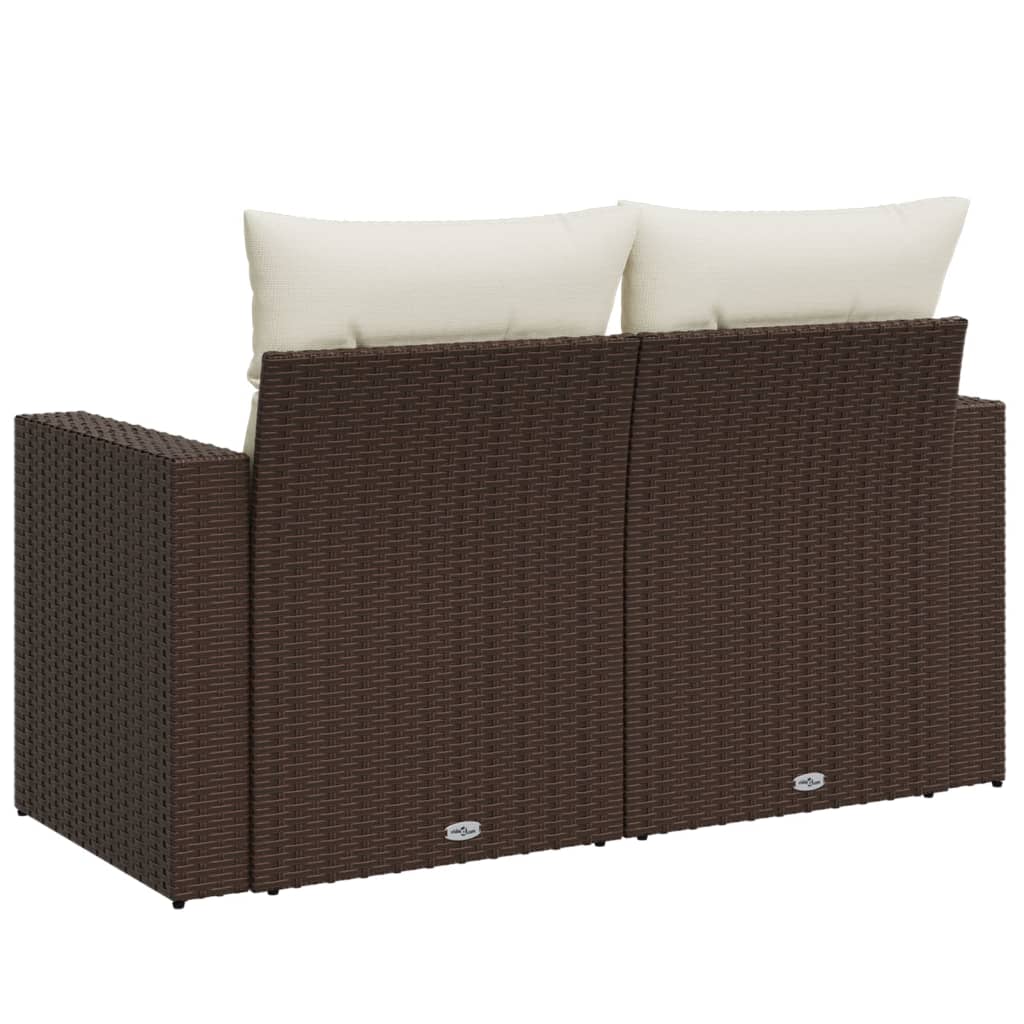 Tuinbank 2-zits met kussens poly rattan bruin is nu te koop bij PeponiXL, paradijselijk wonen!