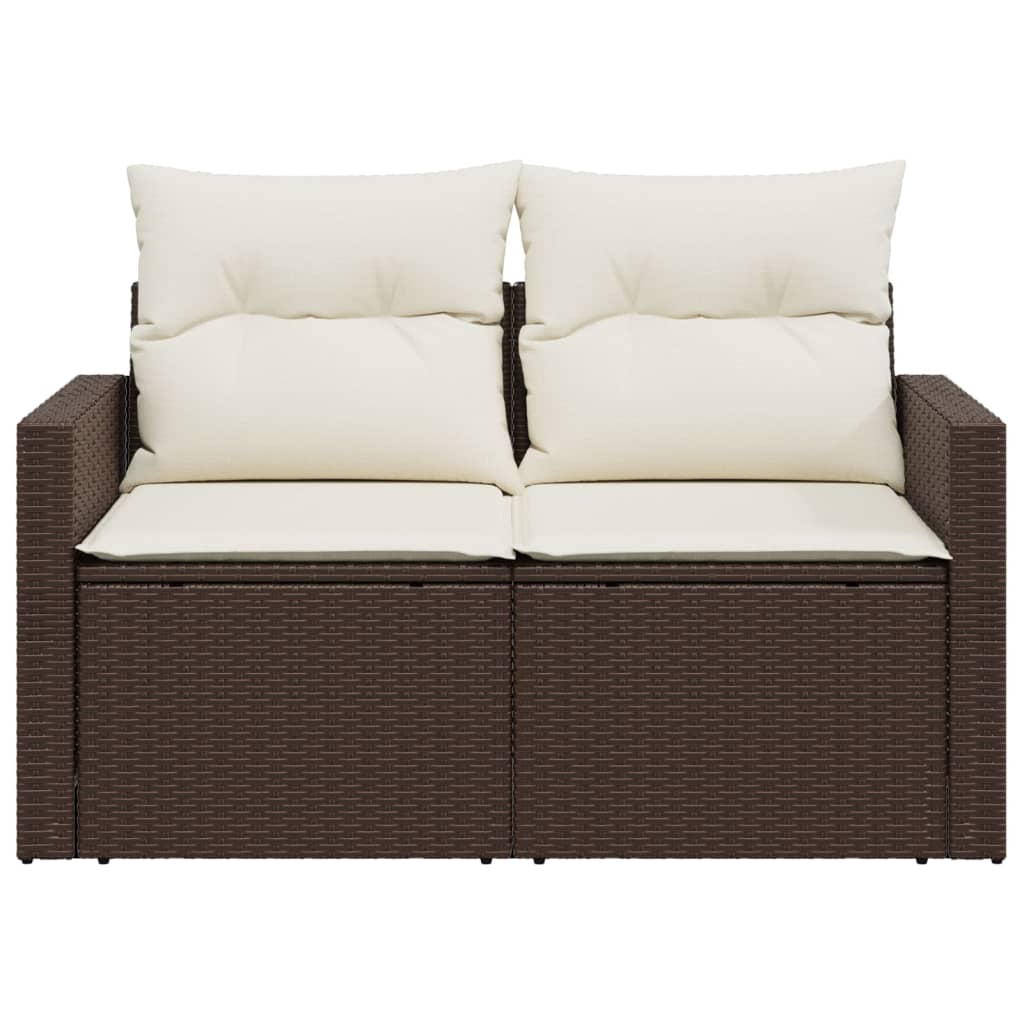 Tuinbank 2-zits met kussens poly rattan bruin is nu te koop bij PeponiXL, paradijselijk wonen!