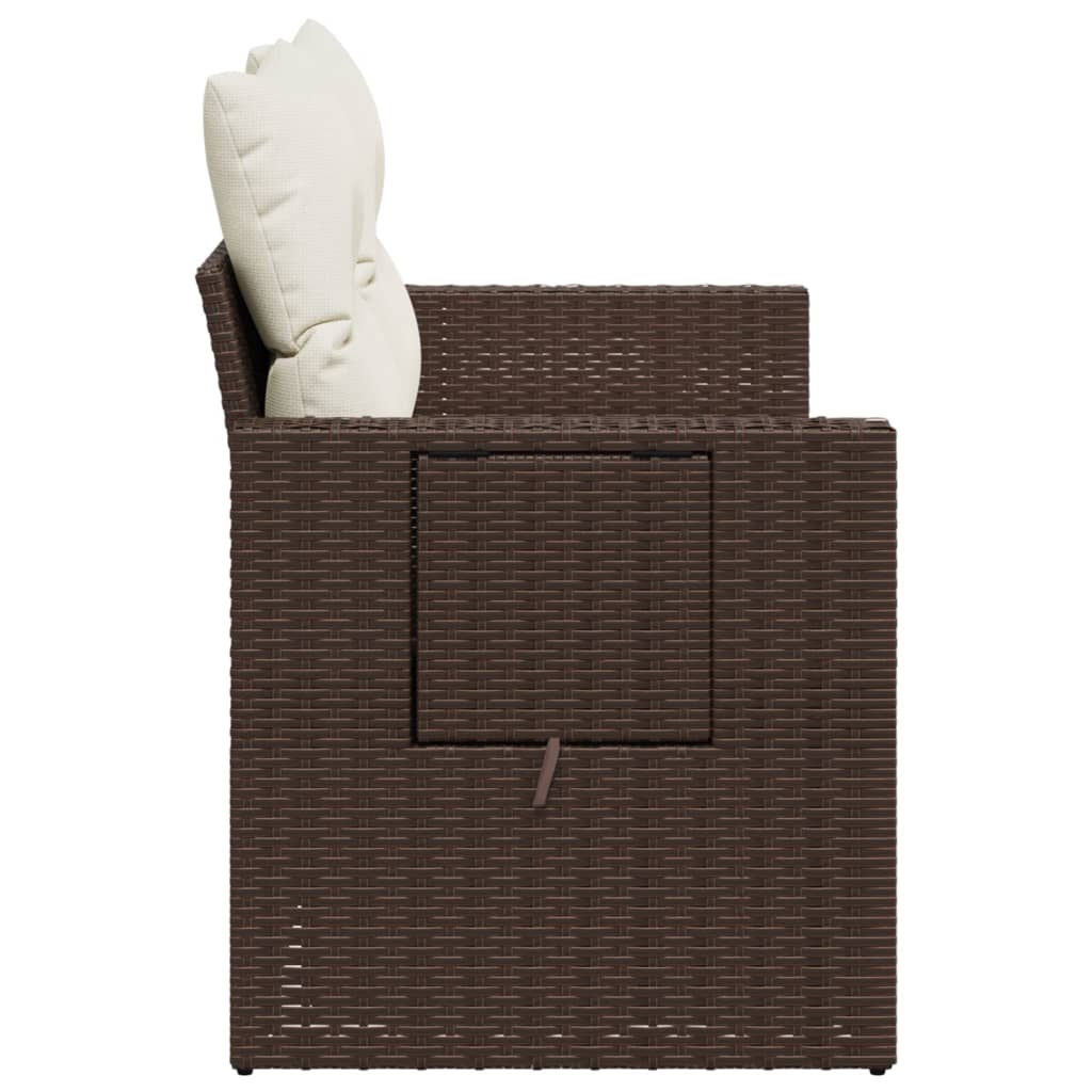 Tuinbank 2-zits met kussens poly rattan bruin is nu te koop bij PeponiXL, paradijselijk wonen!