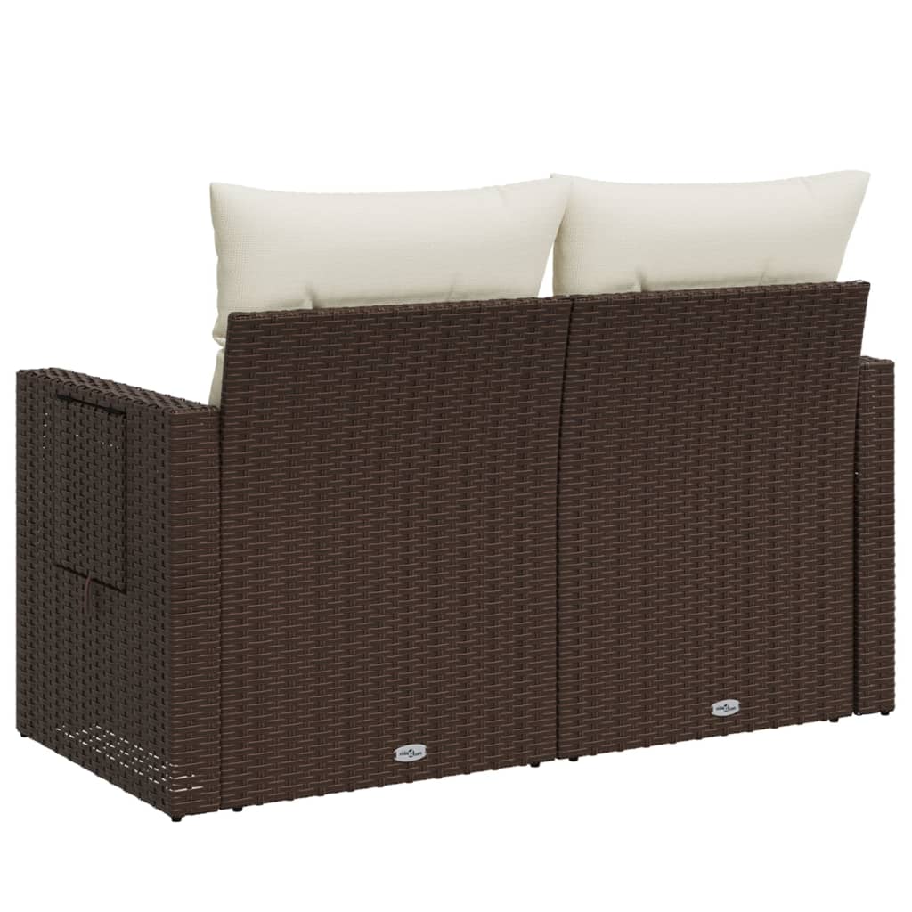 Tuinbank 2-zits met kussens poly rattan bruin is nu te koop bij PeponiXL, paradijselijk wonen!