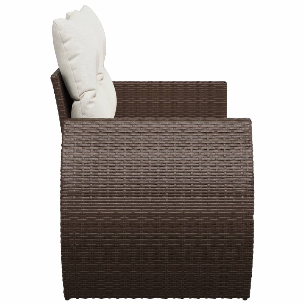 Tuinbank 2-zits met kussens poly rattan bruin is nu te koop bij PeponiXL, paradijselijk wonen!