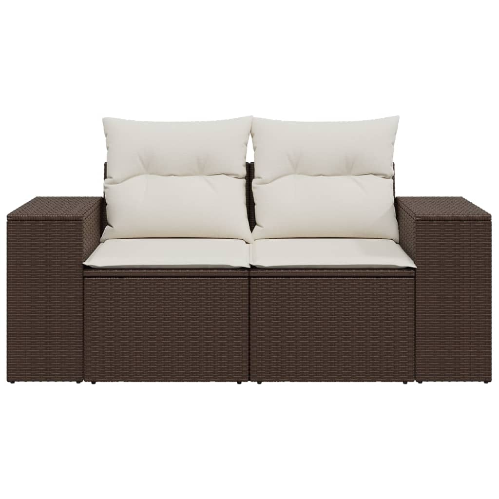 Tuinbank 2-zits met kussens poly rattan bruin is nu te koop bij PeponiXL, paradijselijk wonen!