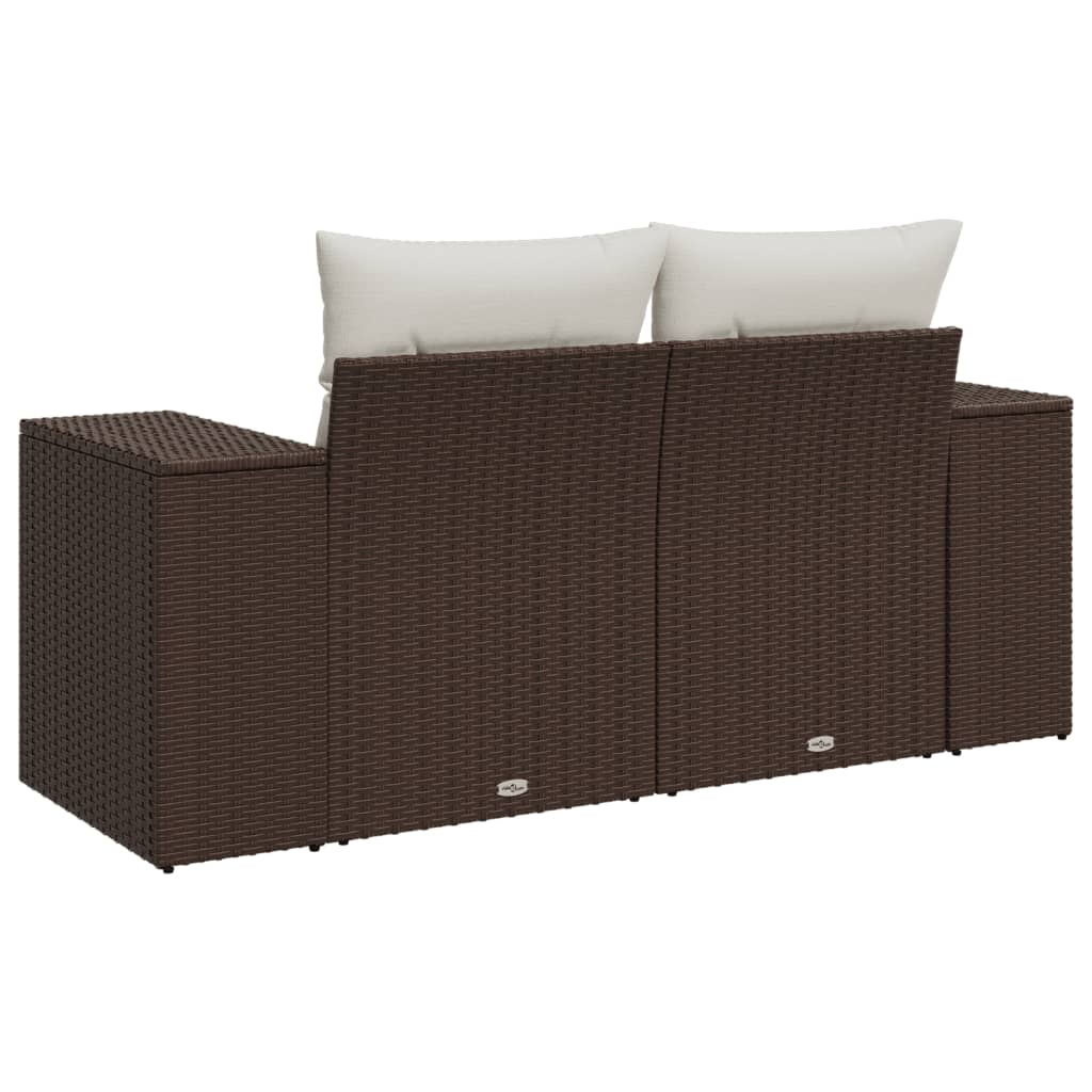 Tuinbank 2-zits met kussens poly rattan bruin is nu te koop bij PeponiXL, paradijselijk wonen!