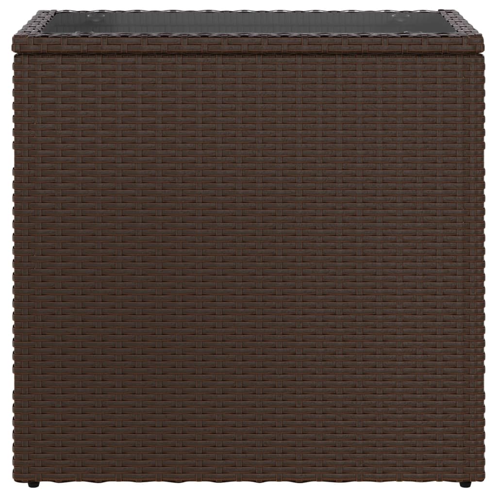 Tuinbijzettafel met glazen blad 58x27,5x55 cm poly rattan bruin is nu te koop bij PeponiXL, paradijselijk wonen!