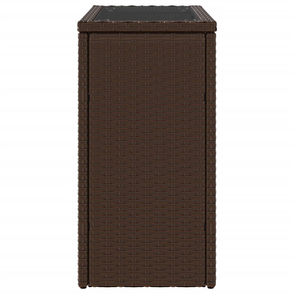 Tuinbijzettafel met glazen blad 58x27,5x55 cm poly rattan bruin is nu te koop bij PeponiXL, paradijselijk wonen!