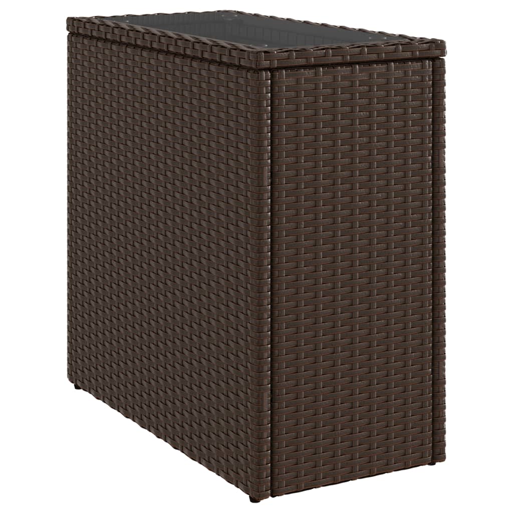 Tuinbijzettafel met glazen blad 58x27,5x55 cm poly rattan bruin is nu te koop bij PeponiXL, paradijselijk wonen!