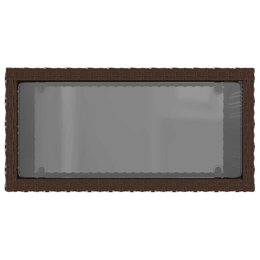Tuinbijzettafel met glazen blad 58x27,5x55 cm poly rattan bruin is nu te koop bij PeponiXL, paradijselijk wonen!