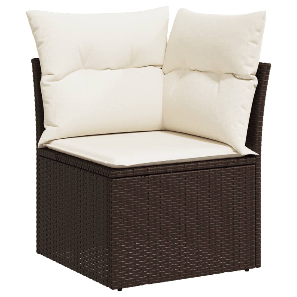 Tuinhoekbank met kussens poly rattan bruin is nu te koop bij PeponiXL, paradijselijk wonen!