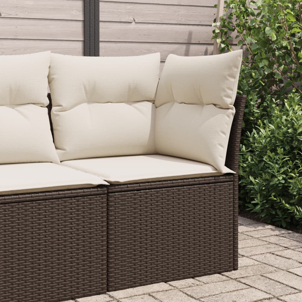 Tuinhoekbank met kussens poly rattan bruin is nu te koop bij PeponiXL, paradijselijk wonen!