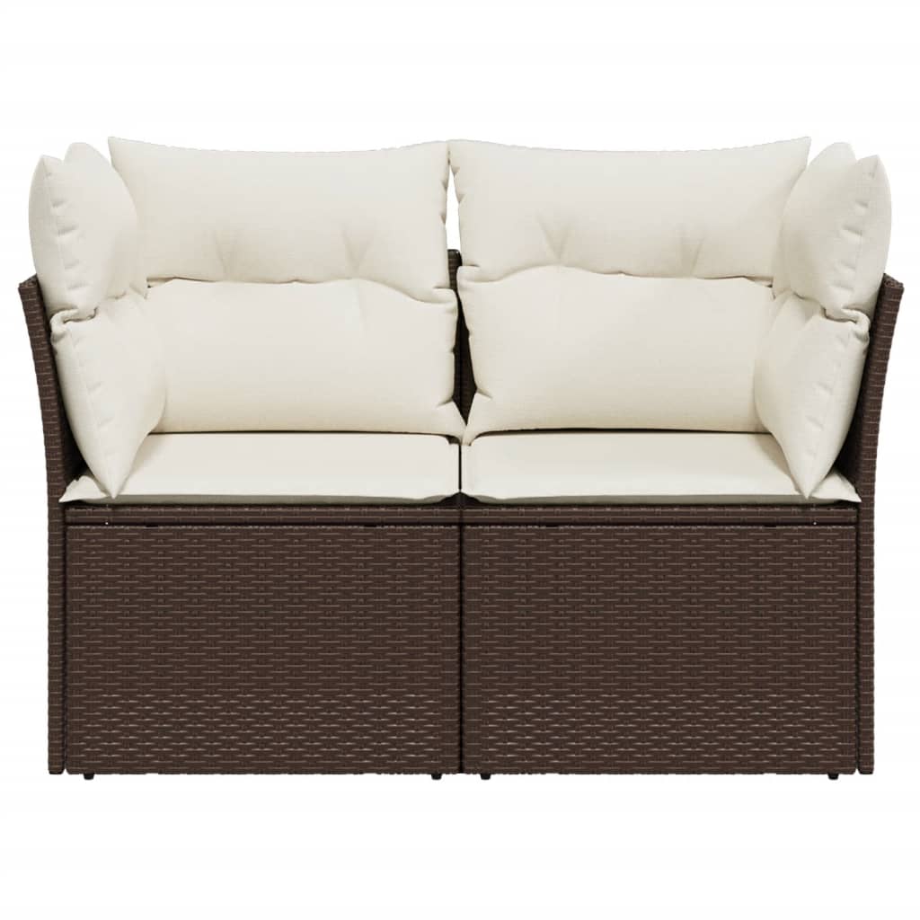 Tuinbank 2-zits met kussens poly rattan bruin is nu te koop bij PeponiXL, paradijselijk wonen!