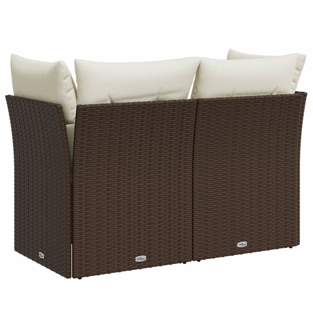 Tuinbank 2-zits met kussens poly rattan bruin is nu te koop bij PeponiXL, paradijselijk wonen!
