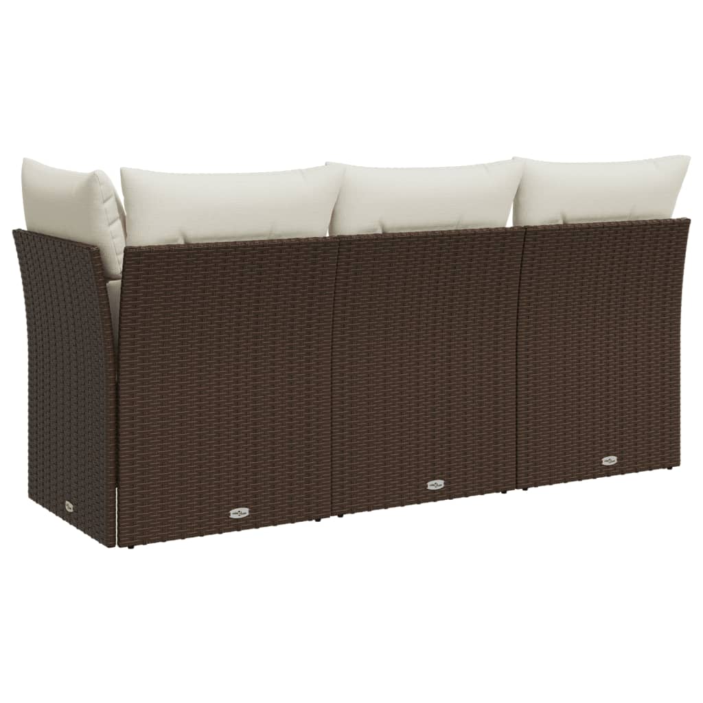 Tuinbank 3-zits met kussens poly rattan bruin is nu te koop bij PeponiXL, paradijselijk wonen!