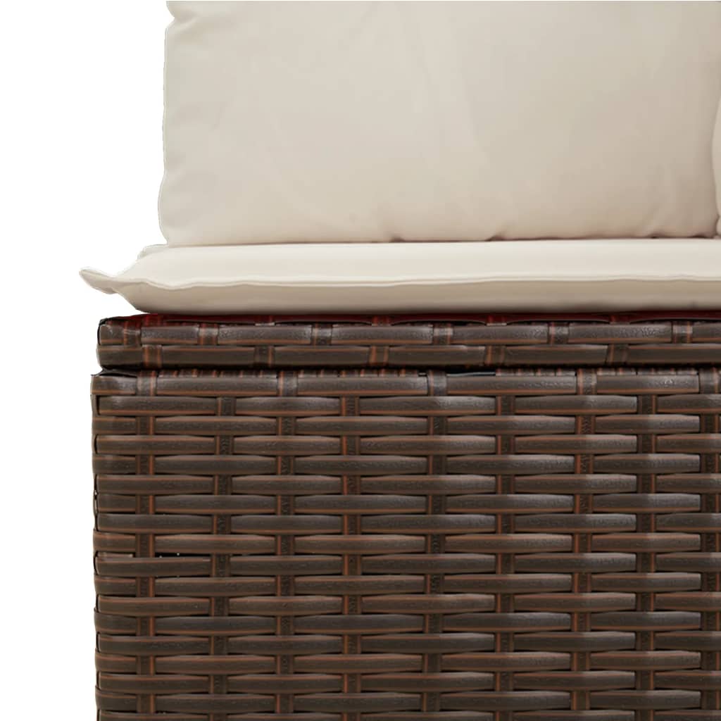 Tuinbank 3-zits met kussens poly rattan bruin is nu te koop bij PeponiXL, paradijselijk wonen!