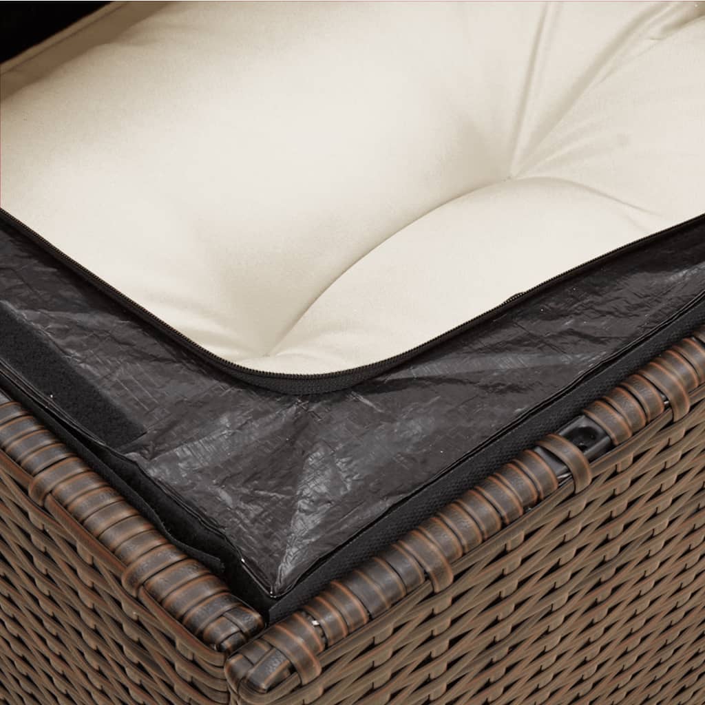 Tuinbank 3-zits met kussens poly rattan bruin is nu te koop bij PeponiXL, paradijselijk wonen!
