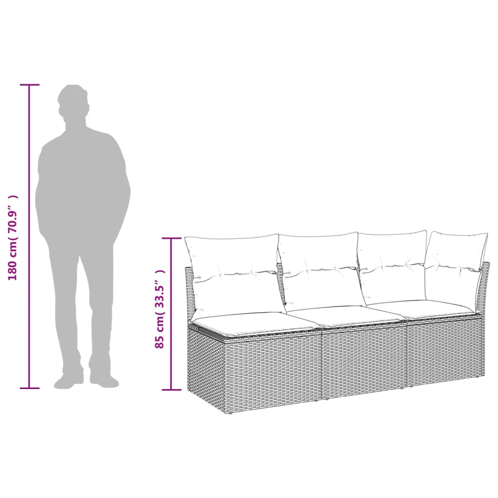 Tuinbank 3-zits met kussens poly rattan bruin is nu te koop bij PeponiXL, paradijselijk wonen!