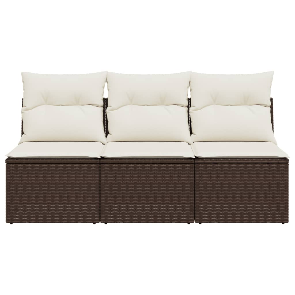 Tuinbank 3-zits met kussens poly rattan bruin is nu te koop bij PeponiXL, paradijselijk wonen!