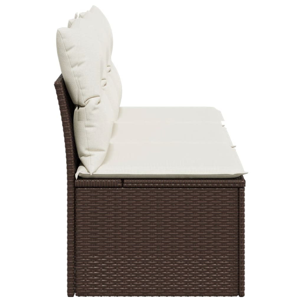 Tuinbank 3-zits met kussens poly rattan bruin is nu te koop bij PeponiXL, paradijselijk wonen!