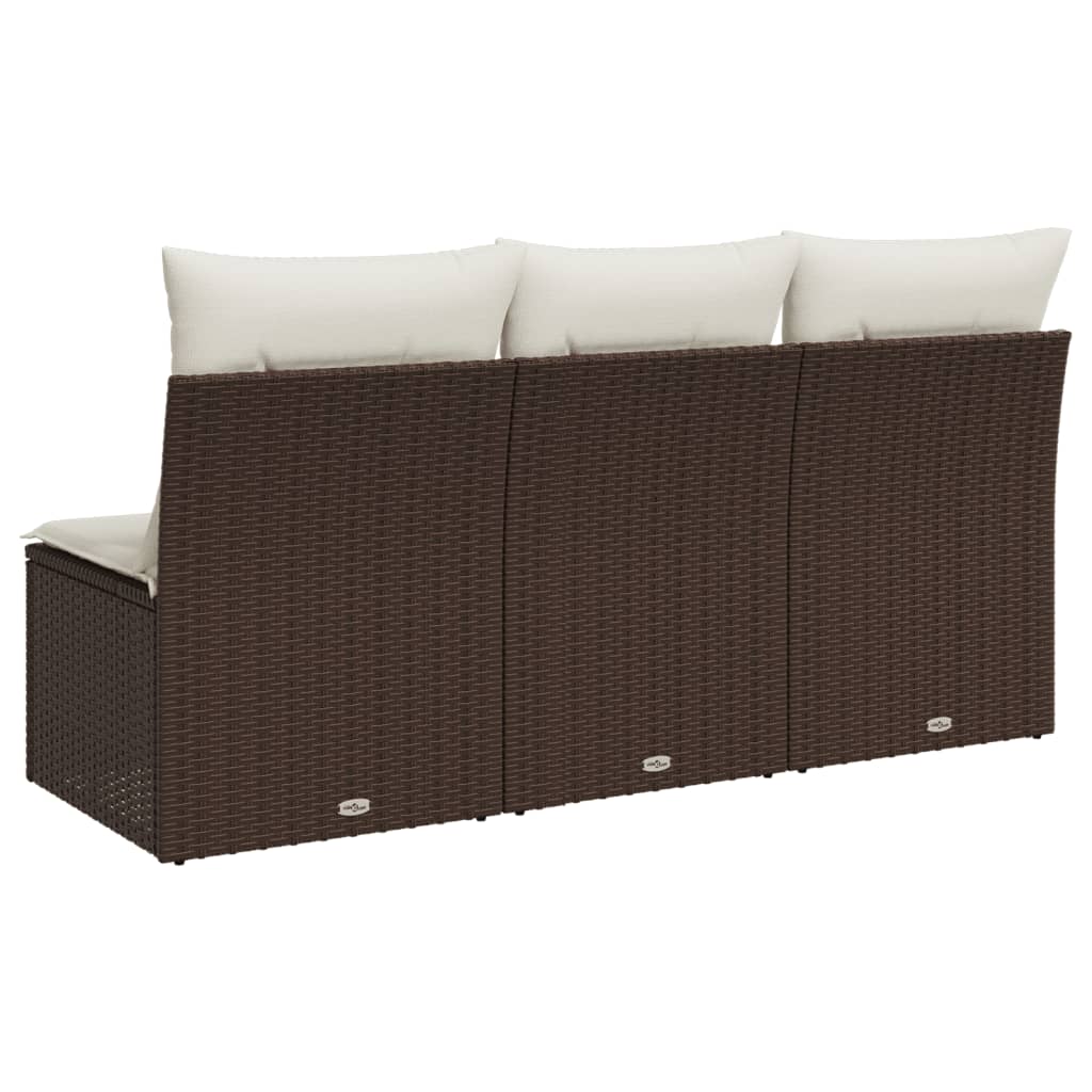 Tuinbank 3-zits met kussens poly rattan bruin is nu te koop bij PeponiXL, paradijselijk wonen!