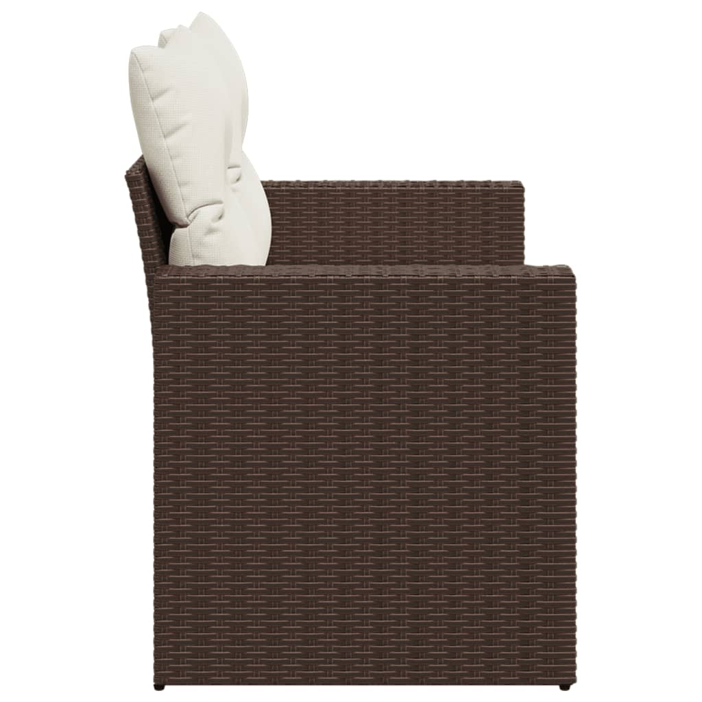 Tuinbank 2-zits met kussens poly rattan bruin is nu te koop bij PeponiXL, paradijselijk wonen!