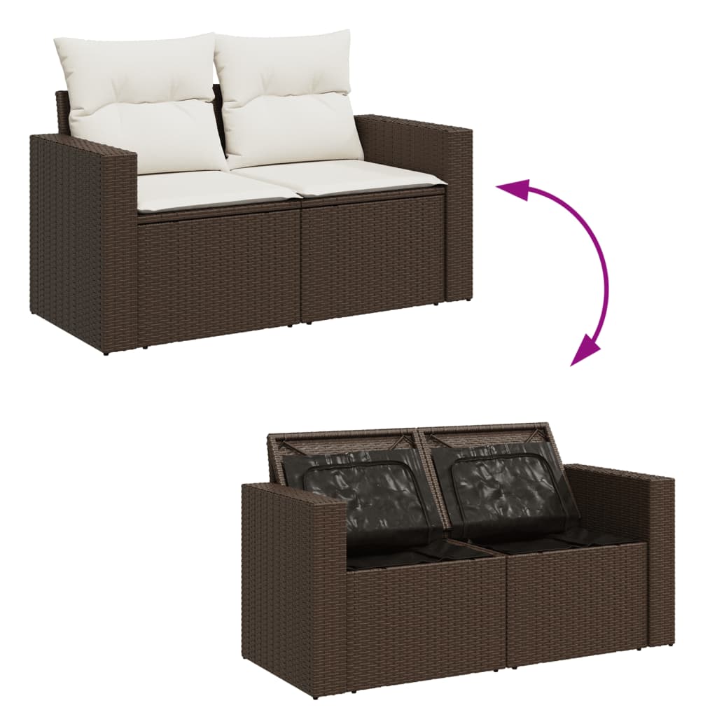 Tuinbank 2-zits met kussens poly rattan bruin is nu te koop bij PeponiXL, paradijselijk wonen!