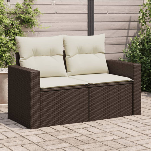 Tuinbank 2-zits met kussens poly rattan bruin is nu te koop bij PeponiXL, paradijselijk wonen!